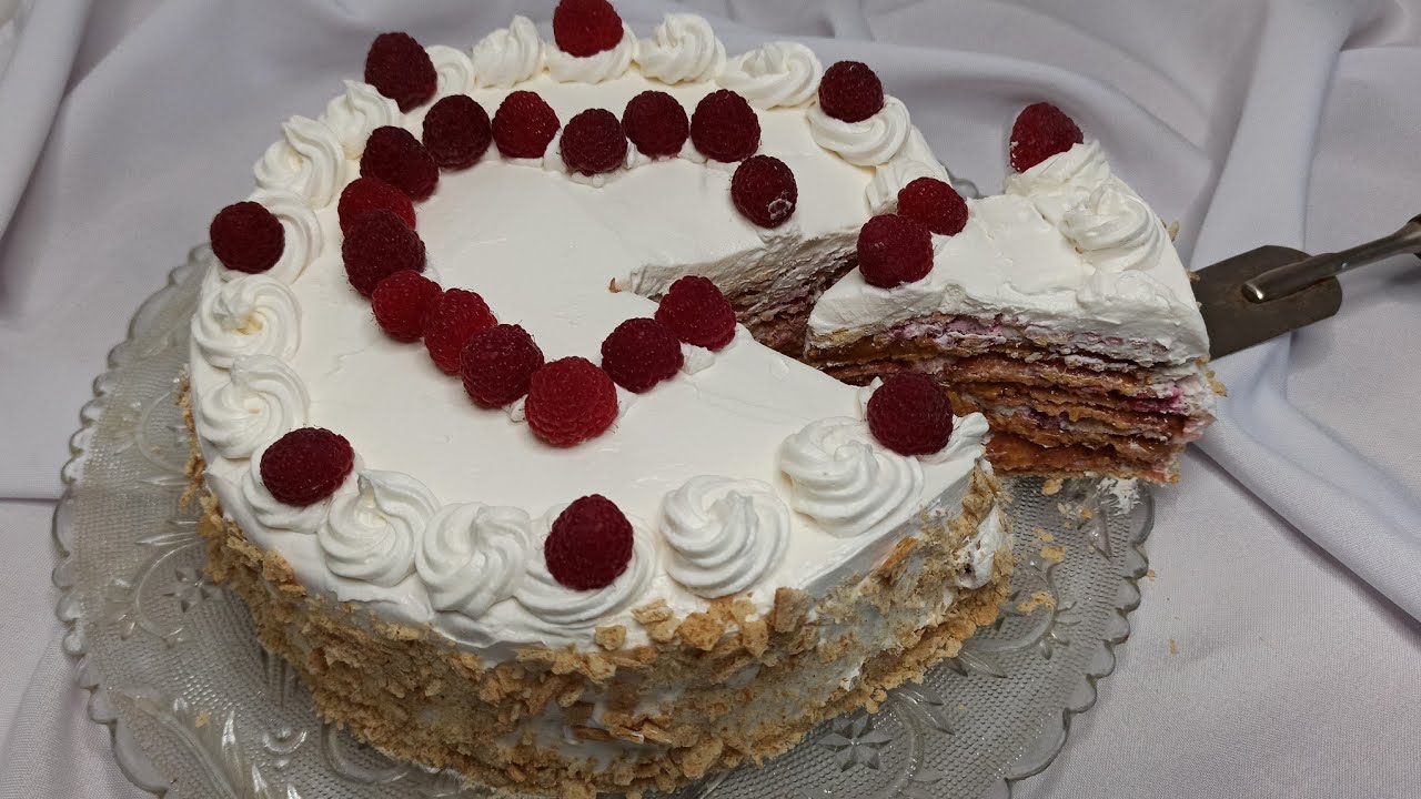 ¡TORTA para SAN VALENTÍN! Hojarascas con crema y frambuesas |Una MARAVILLA|