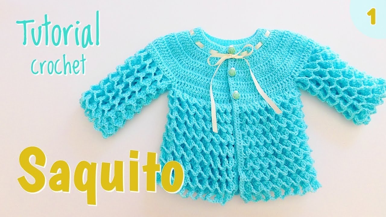 Como tejer un saquito, chambrita a crochet Panal de Abeja (1 de 2)