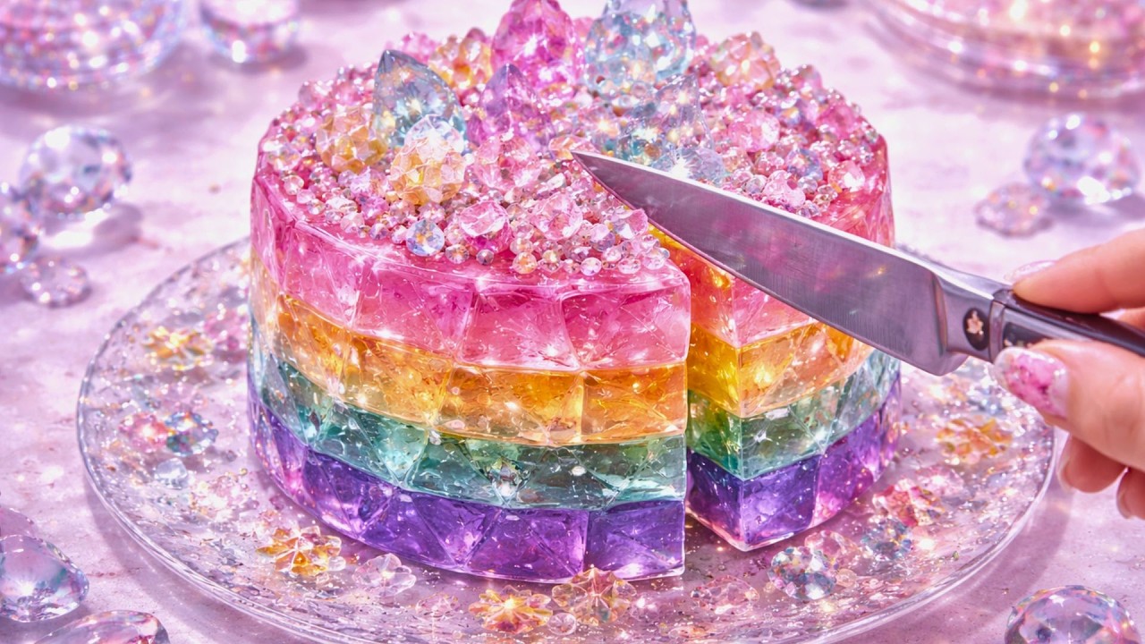 💎 Which Glass Cake Would You Cut First? 🔪 Ultra Satisfying Crystal Dessert ASMR