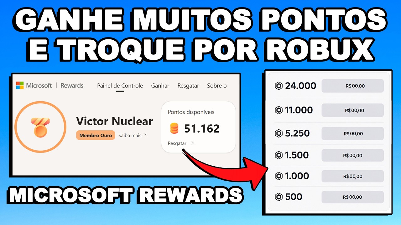 COMO GANHAR 50 MIL PONTOS E TROCAR POR ROBUX GR&Aacute;TIS NO MICROSOFT REWARDS - ROBLOX
