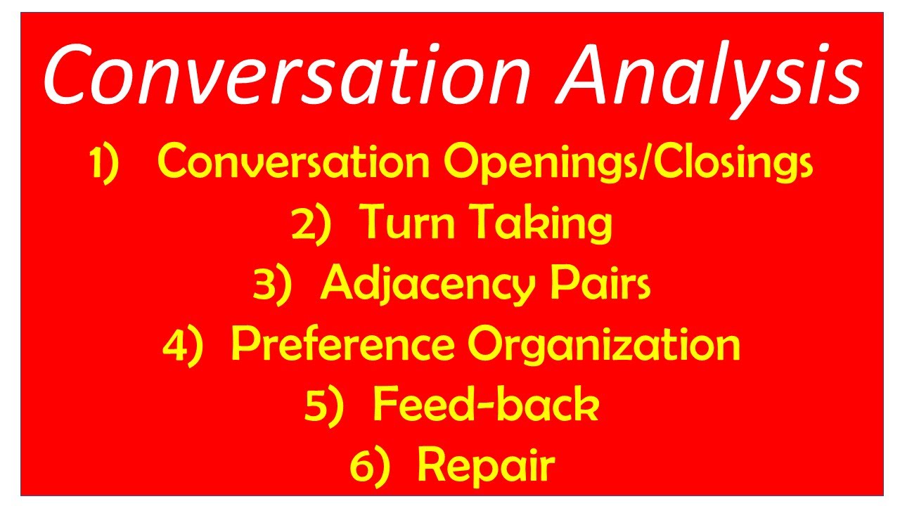 Conversation Analysis | Turn Taking | Adjacency Pairs | Preference Organization | Feeback | Repair