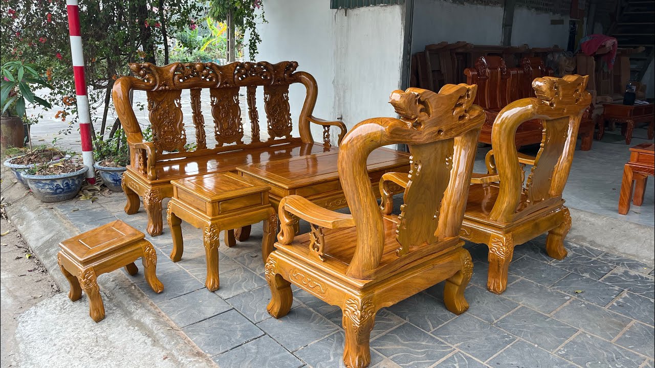 Bộ Bàn Ghế Minh Quốc Đào Cột 12 Gỗ Lim Chỉ 19tr Bàn Đôn ngăn kéo