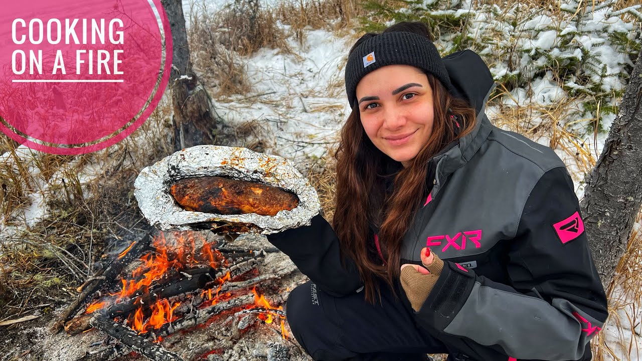 How to cook fish over a campfire | Brown Trout Ice Fishing