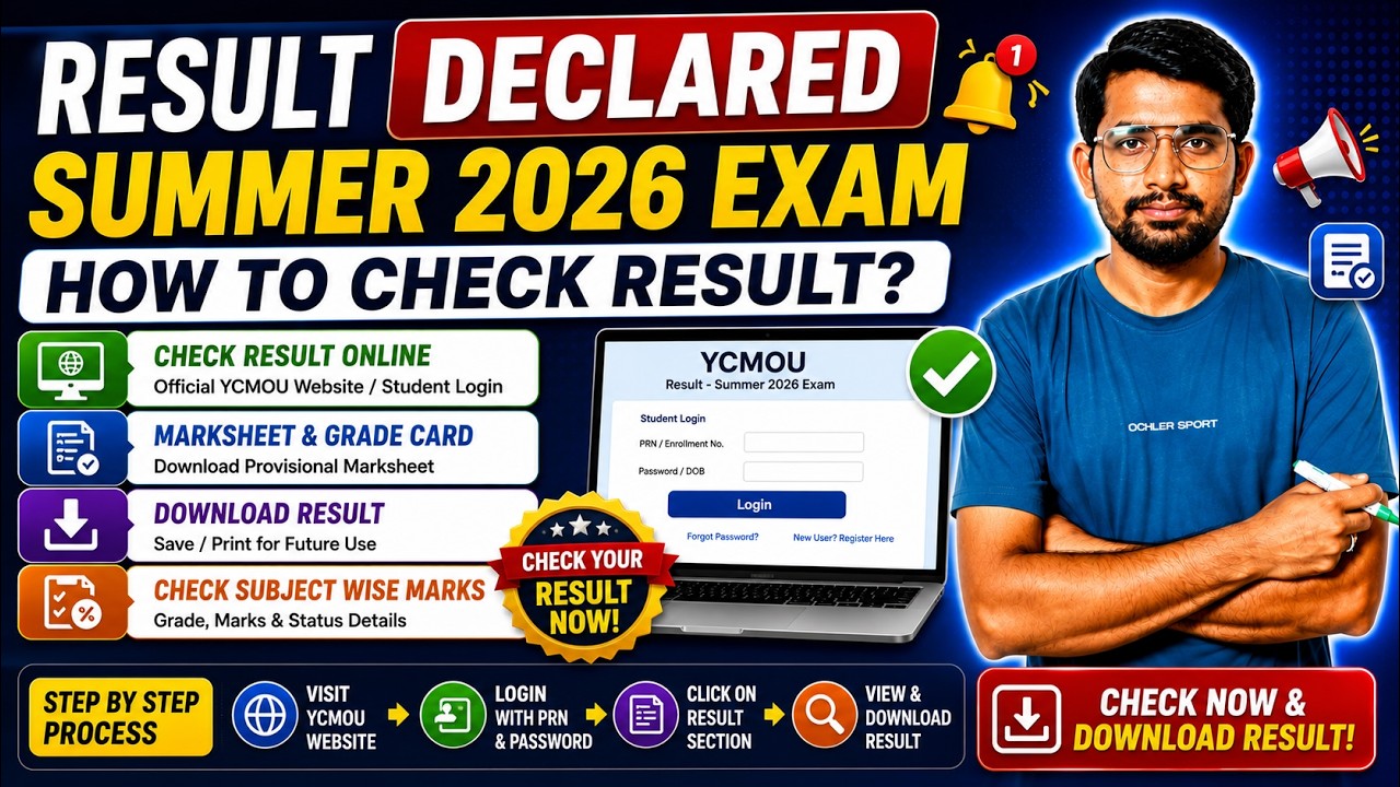 YCMOU: Result Declared - Summer 2026 Exam! | उन्हाळी सत्र परीक्षेचा निकाल जाहीर