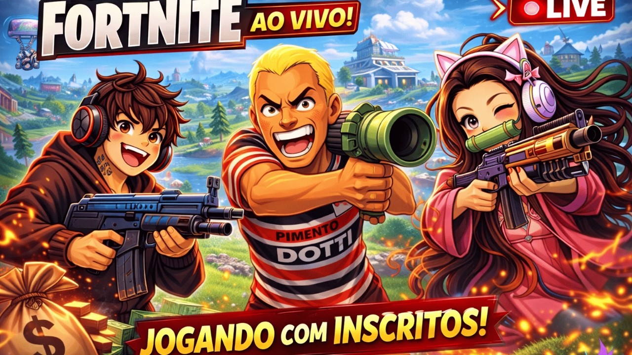 LIVE DE FORTNITE 🔥 JOGANDO COM INSCRITOS (VENHA JOGAR!)