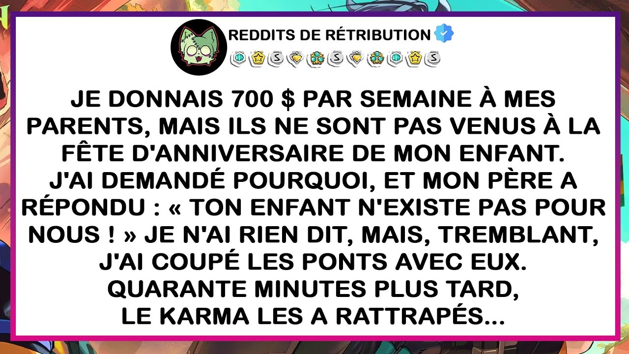 Je versais 700 dollars par semaine à mes parents, mais ils ne sont pas venus à la fête d'anniversair