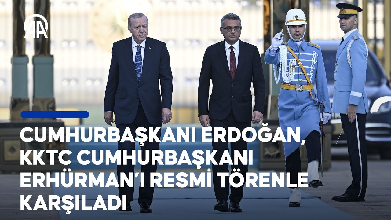 Cumhurbaşkanı Erdoğan, KKTC Cumhurbaşkanı Erh&uuml;rman'ı resmi t&ouml;renle karşıladı
