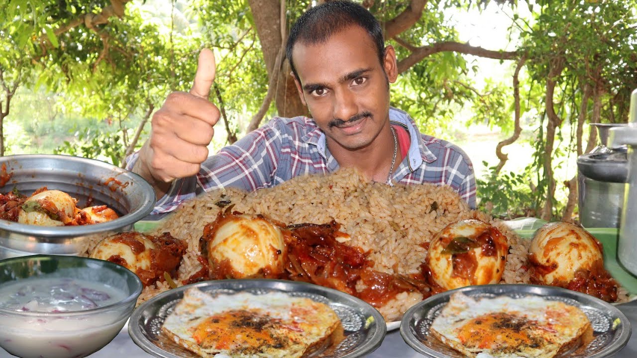 Unlimited Home made recipe Eating Challenge, Plain biryani(kusha)Egg Gravey Indian MUKBANG