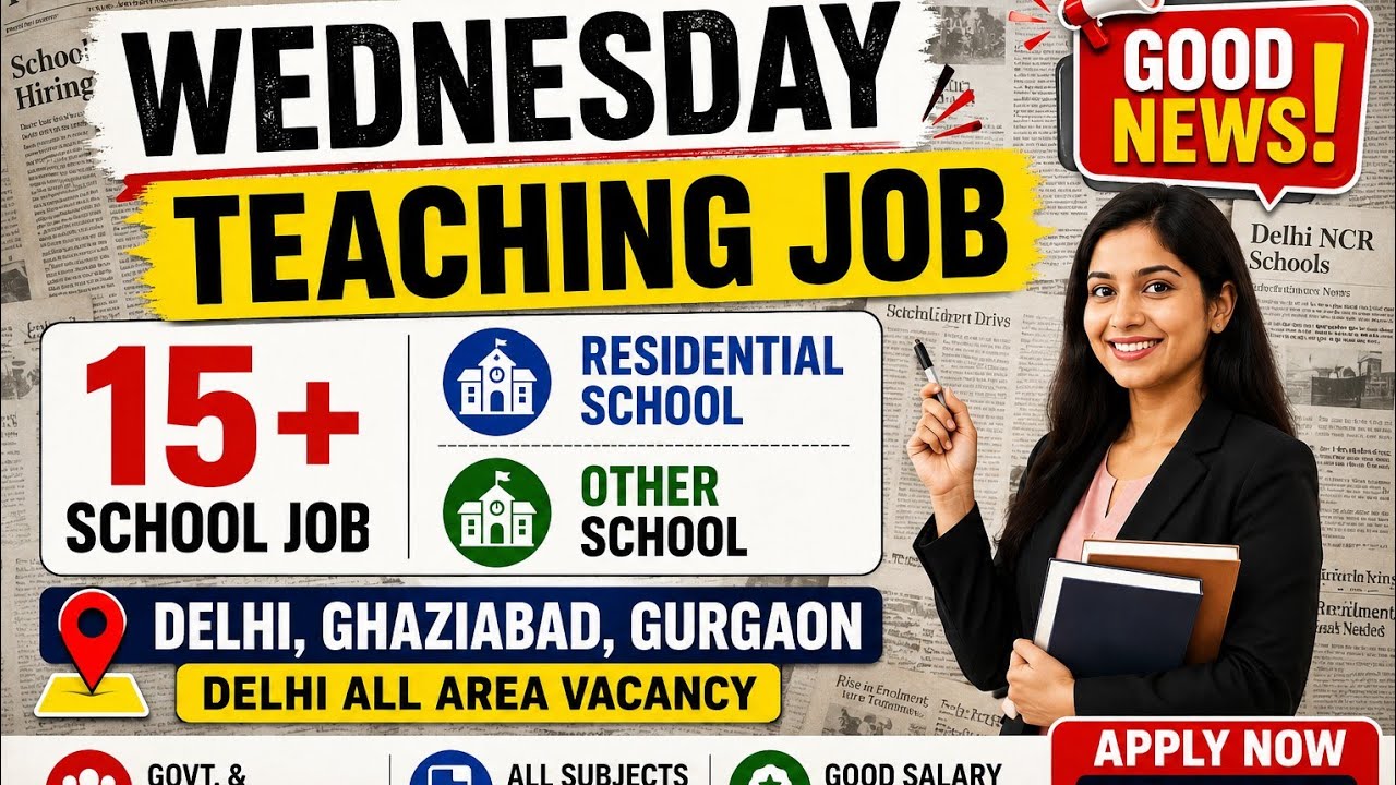 Wednesday Teaching Jobs 🏫 | Delhi NCR Fresh Vacancy