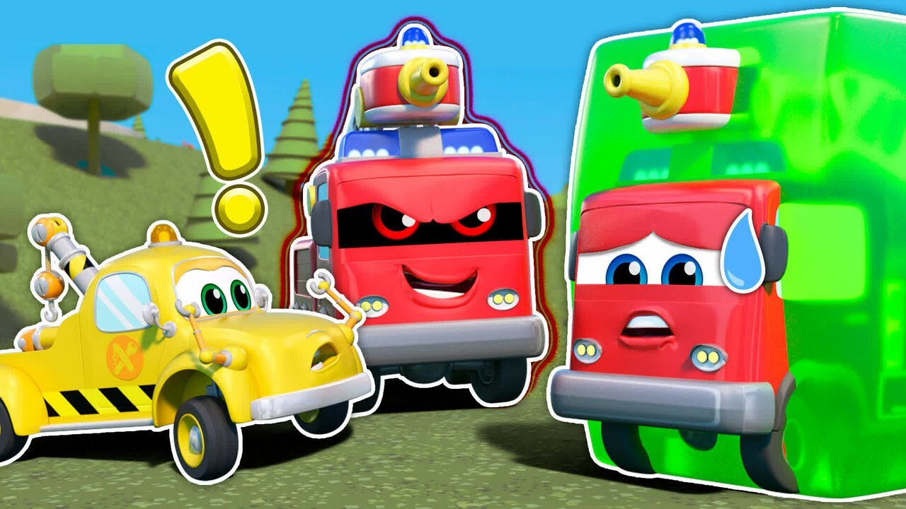 Oh no! EVIL FIRE TRUCK shoots slime everywhere! Help Tom the Tow truck! | Cars & Trucks Rescue