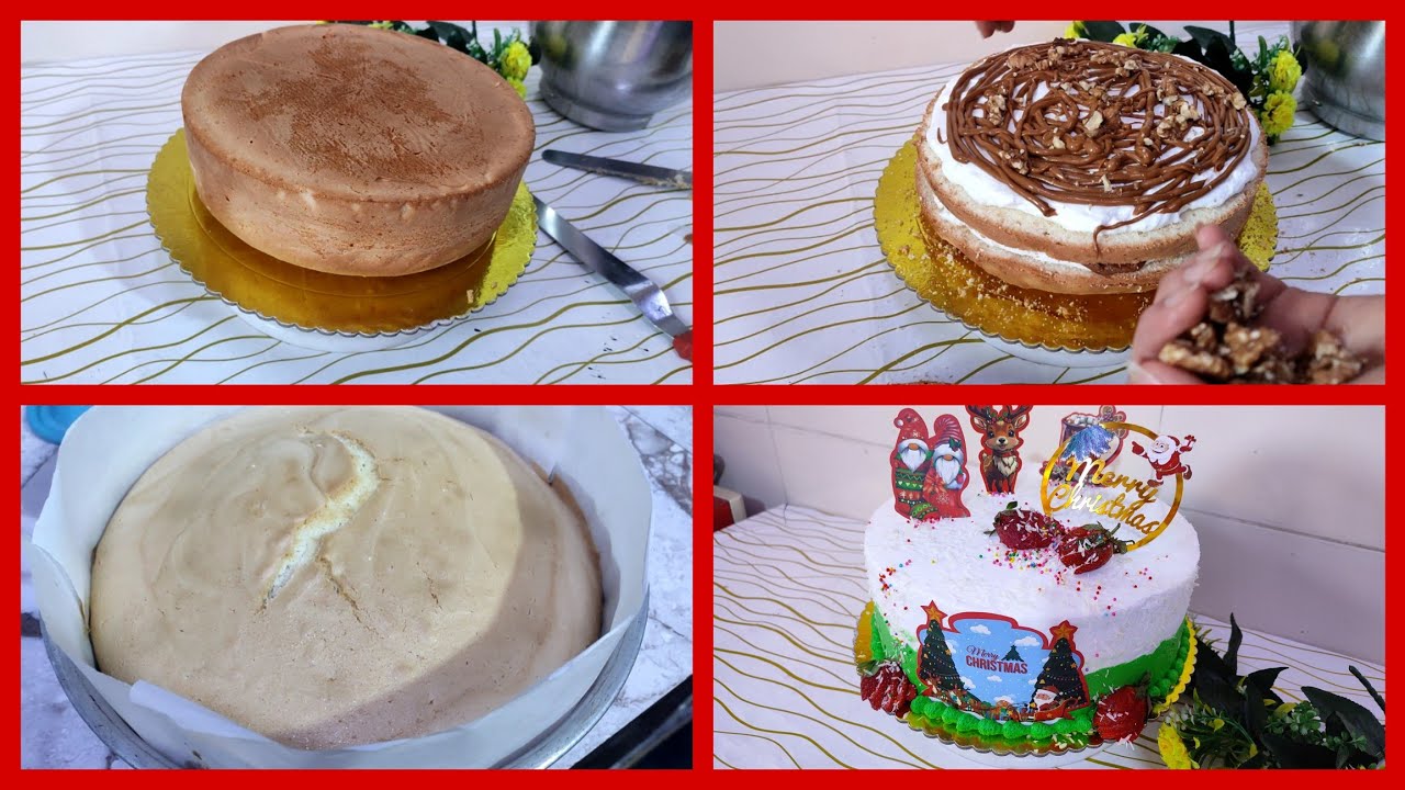 كيكه اسفنجيه🎂 بالمحسن مع تزيين لكرسمس🧑‍🎄 لسنة 2024🌲
