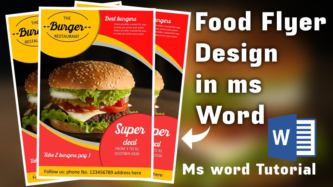 Ms word Tutorial : Modern fast food Restaurant Flyer Design in Microsoft office word