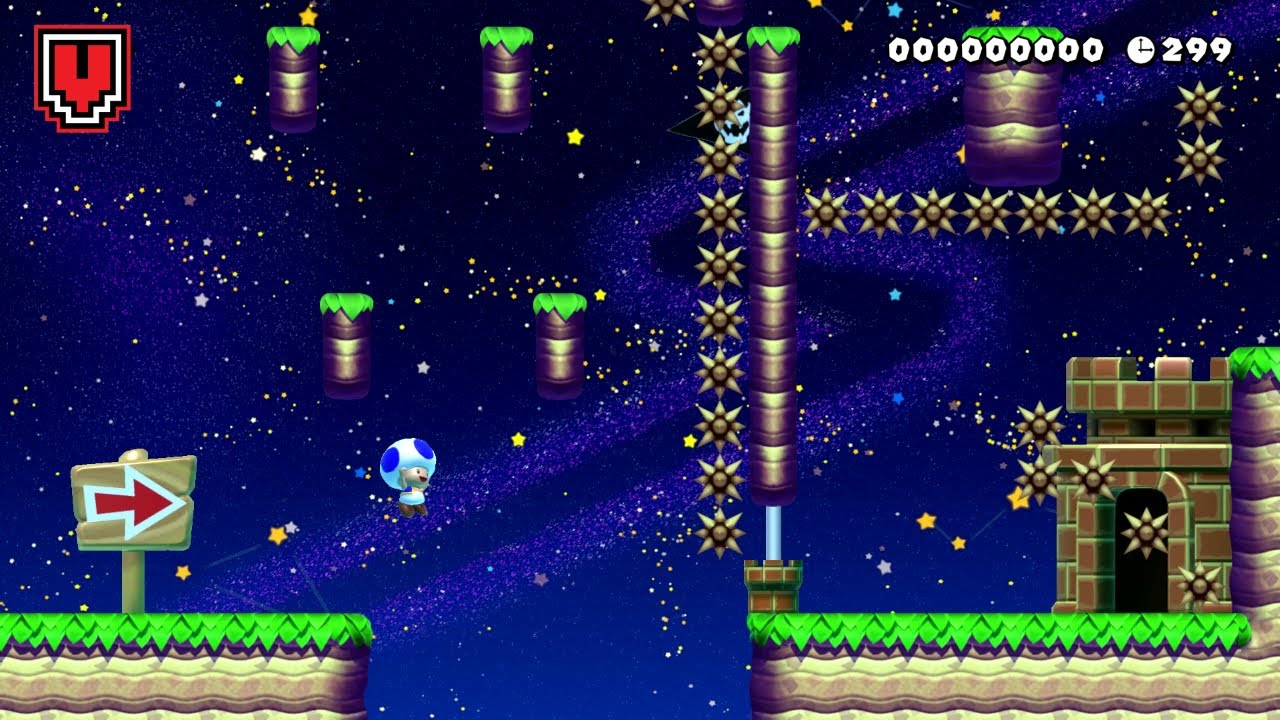 11 Starry Spiky Walljump (SHORT) // SUPER MARIO MAKER 2 Original level