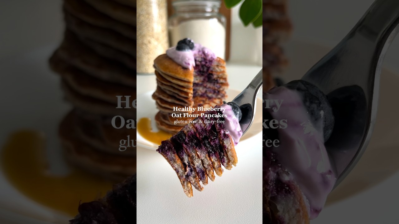 Healthy Breakfast Idea: Blueberry Pancakes💜 #healthyrecipes #glutenfree #breakfastideas