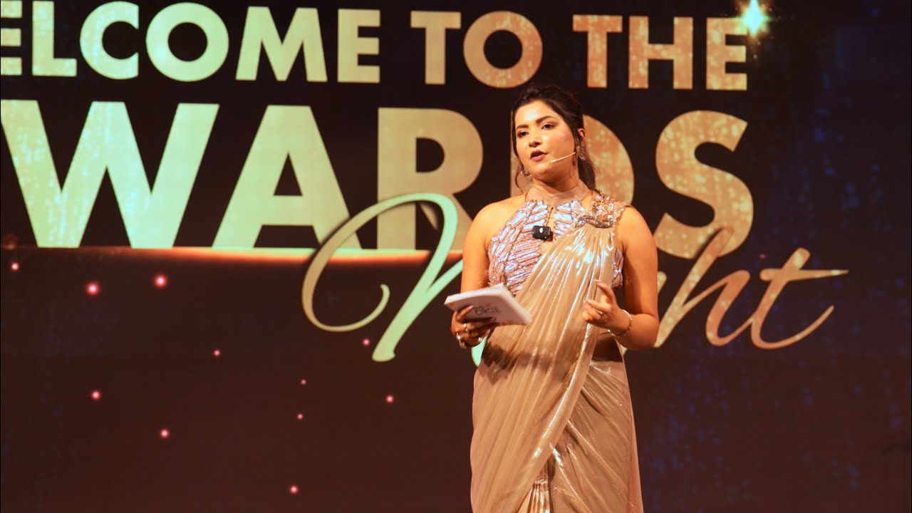 Anchor Rimjhim hosting the grand Awards night for Shell India 🏆￼🎤