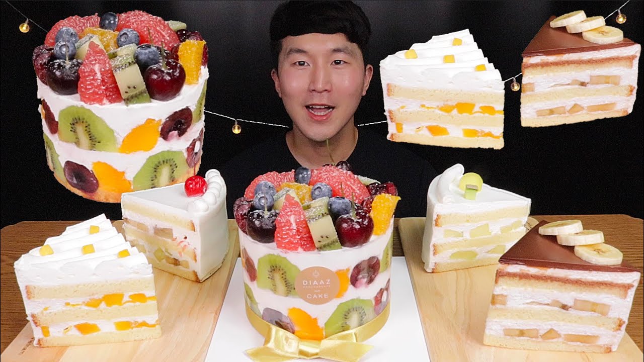 [SUB]😍인계동 카페 디아즈 상큼한 패션 후루츠 홀 케이크&과일 조각 케이크 먹방😍(Banana, Mango, Melon Cake, fruit whole cake)#MUKBANG