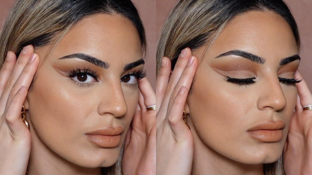 CUT CREASE FOR HOODED EYES 👀 (beginner friendly) | Neutral glam makeup look🤍