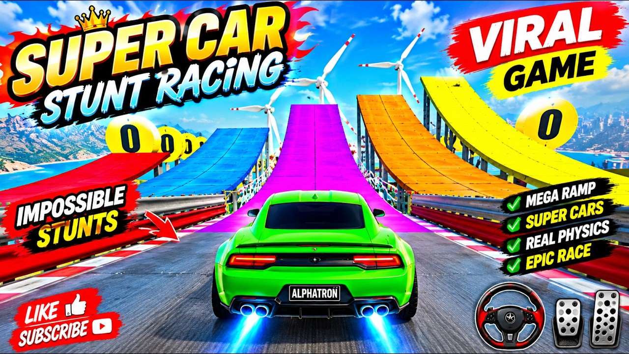 😱 Super Car Mega Ramp Stunt Racing Game 🔥 Impossible Tracks & Crazy Car Stunts #gaming #viralvideo 