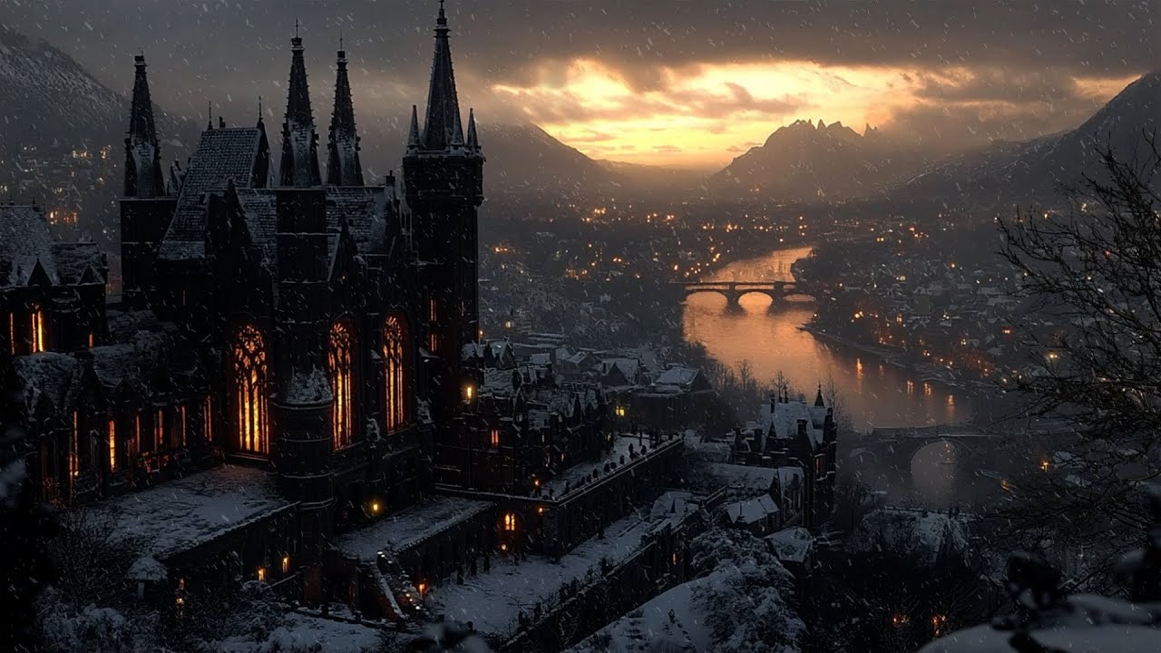 Dark Academia Winter Study Music | Snowy Cathedral by the River  Deep Focus