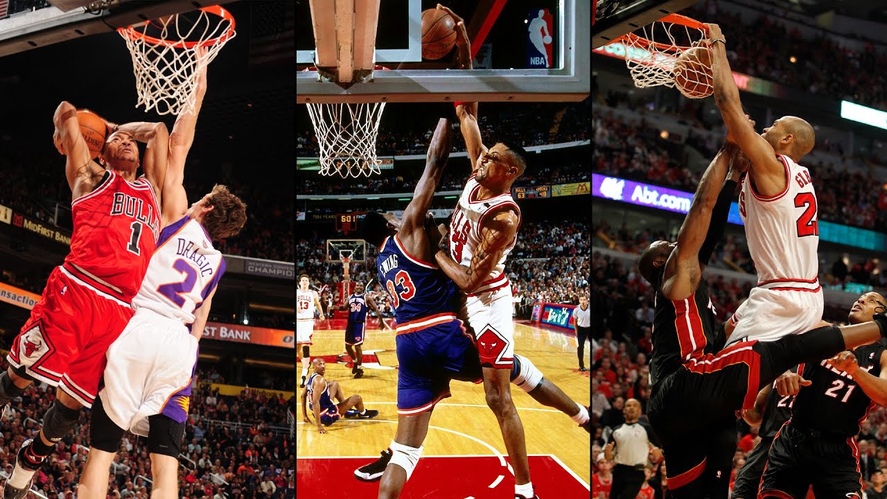 Top 🔟 Dunks in Bulls History | Michael Jordan, Scottie Pippen, Derrick Rose | Chicago Bulls