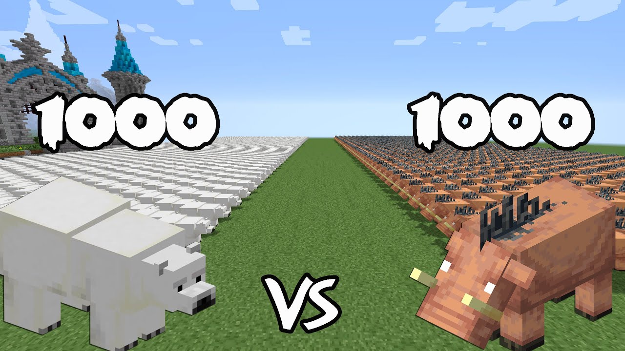 1000 Polar Bear Vs 1000 Hoglin | Minecraft |