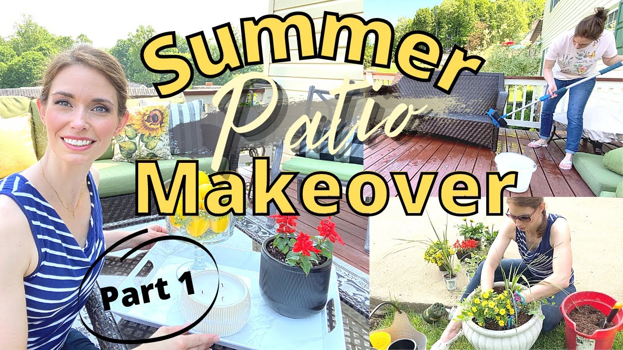 DIY SUMMER PATIO MAKEOVER 2021 |  DECK CLEAN + DECORATE | OUTDOOR FARMHOUSE COTTAGE DECORATING IDEAS
