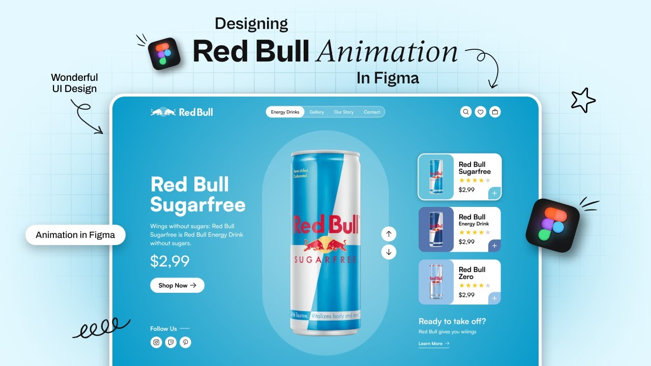 Дизайн пользовательского интерфейса веб-сайта Red Bull в Figma | Анимация в Figma | Учебник по Fi...