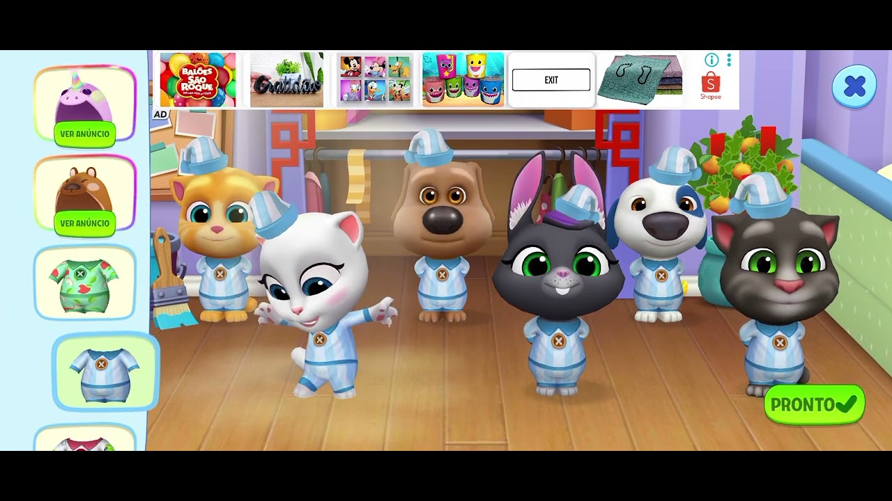 Festa do pijama no talking tom amigos