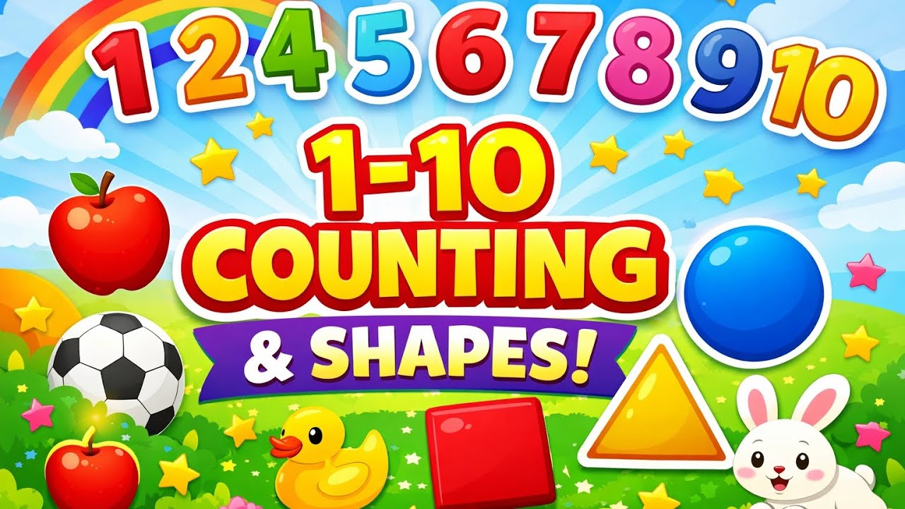 Counting 1 to 10 for Kids | Learn Numbers & Shapes | Circle Square Triangle