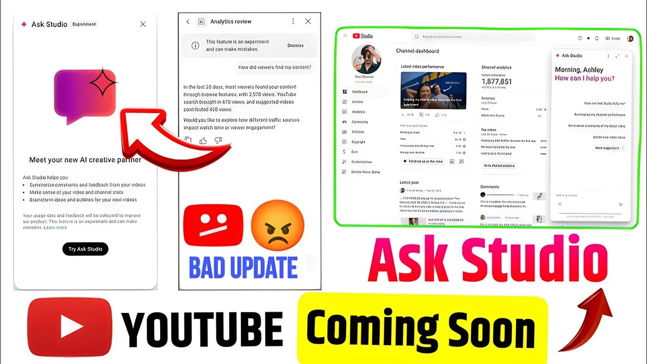 Youtube Ask Studio Update | YouTube Ask Studio Ai | Youtube New Feature Ask Studio keya Hai 😱