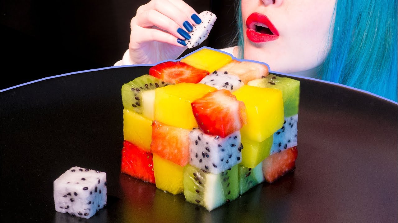 ASMR: Rubik's Cube Fruit Cubes | Exotic Fruits 🍓 ~ Relaxing Eating Sounds [No Talking|V] 😻