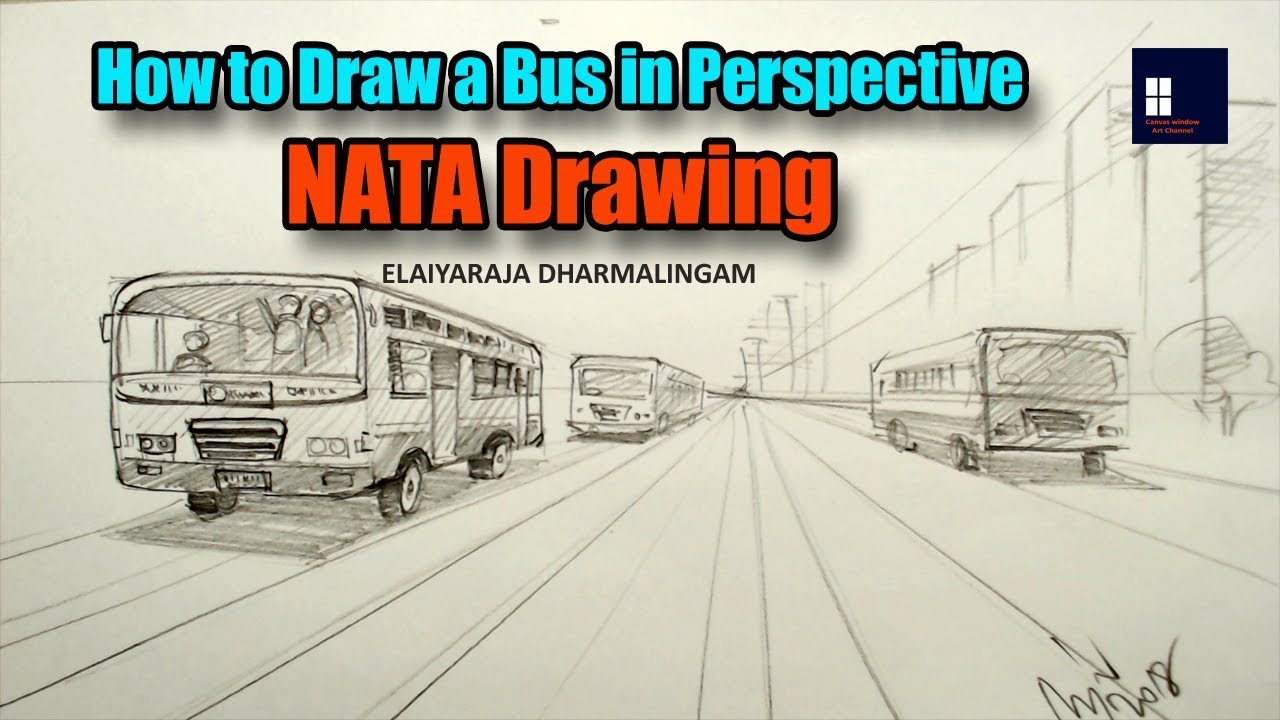 NID NIFT NATA JEE CEED Drawing - How to Draw a Bus | One Point Perspective