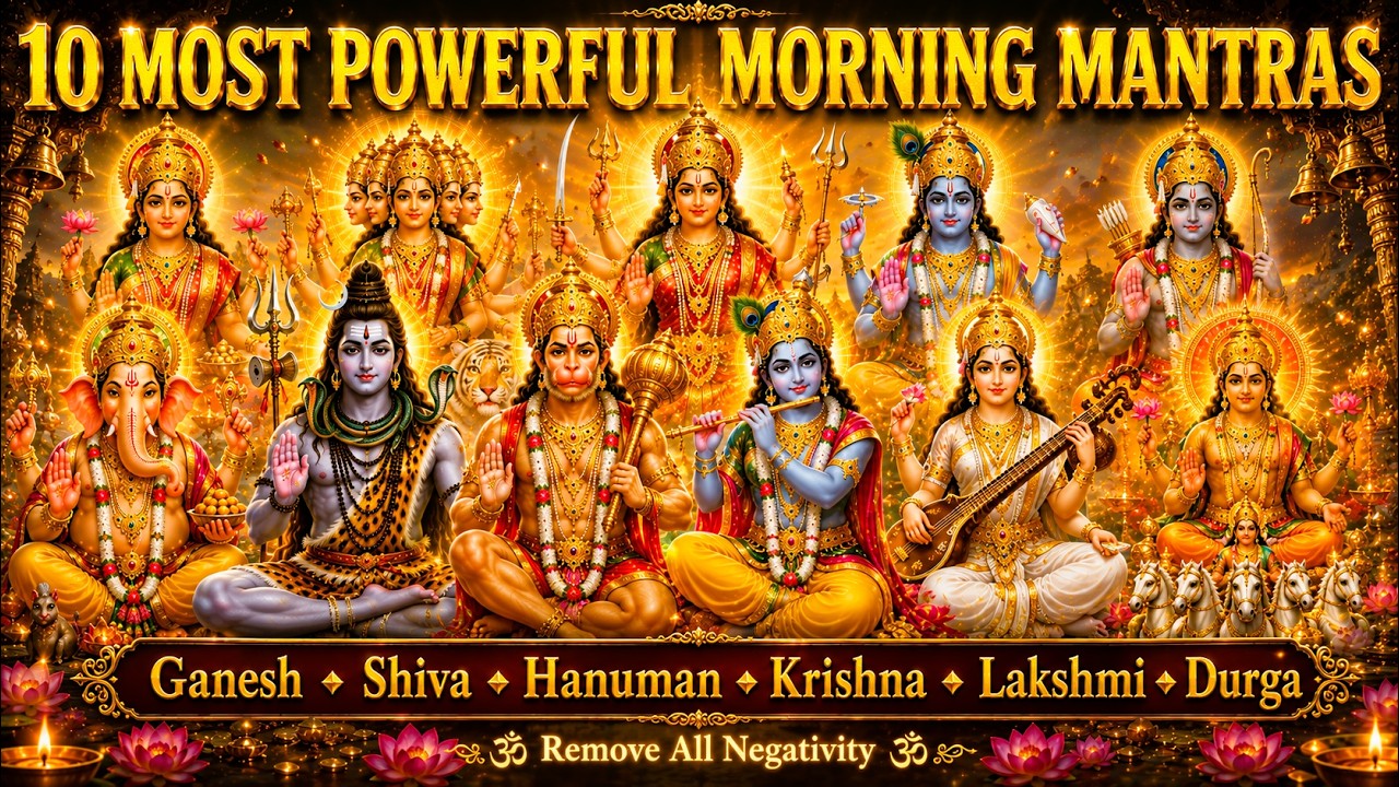 11 Minute 10 Powerful Morning Mantras | Remove All Negativity | Ganesh Shiva Hanuman Krishna