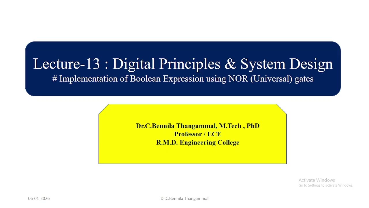 Lecture#13 Implementation of Boolean Expression using NOR (Universal) gates