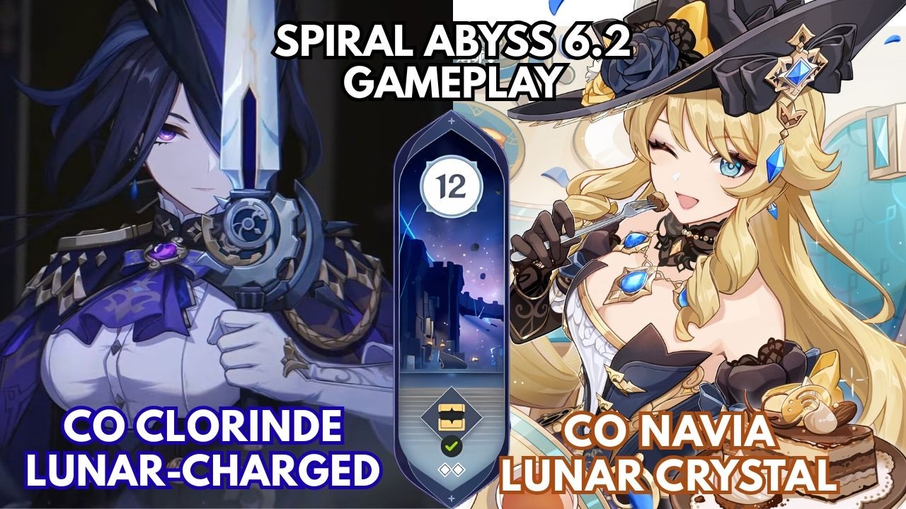 C0 Clorinde & C0 Navia - Spiral Abyss Floor 12 - Genshin Impact 6.4 Luna V Gameplay - NO 5⭐ Weapon