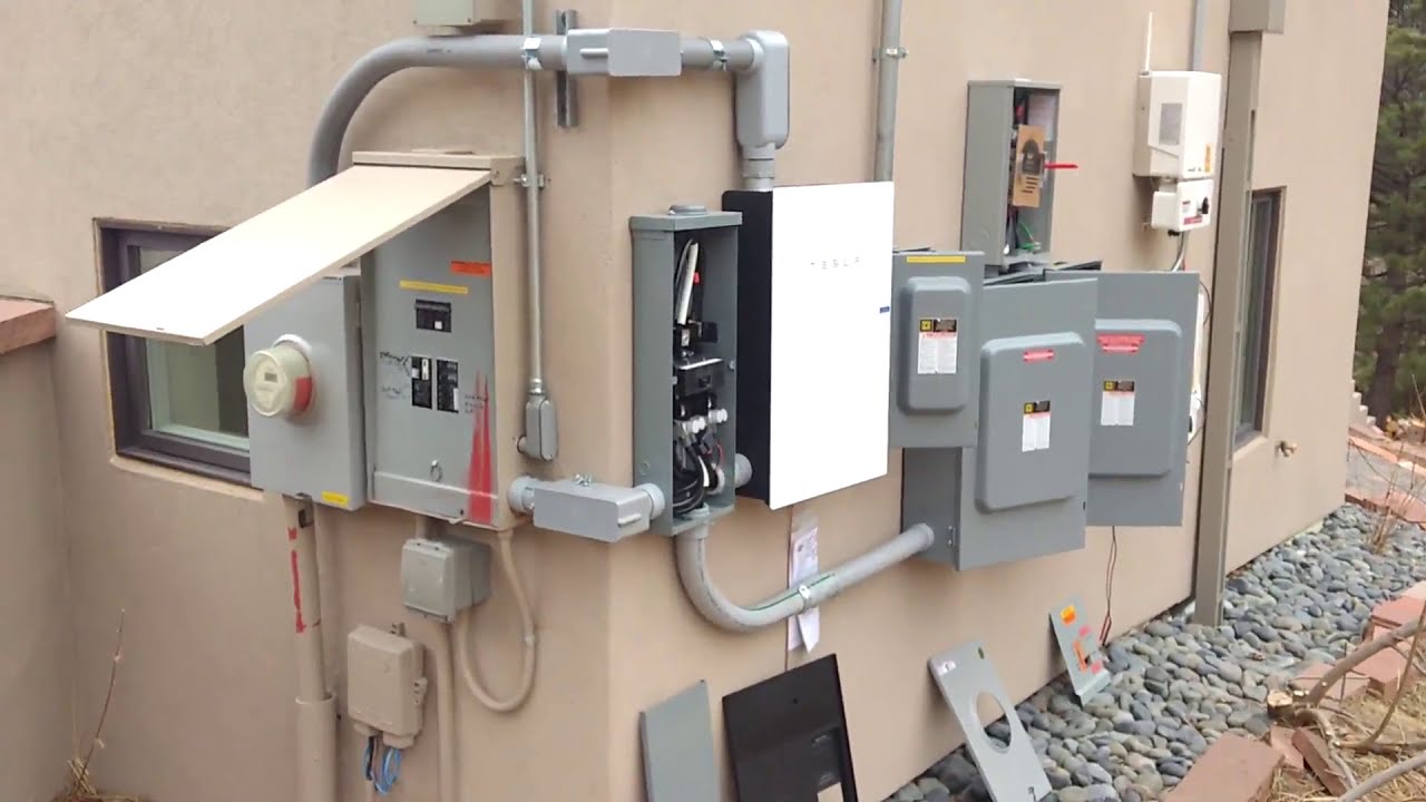 Tesla Powerall wiring: whole home backup plus line-side solar taps. (spliced)