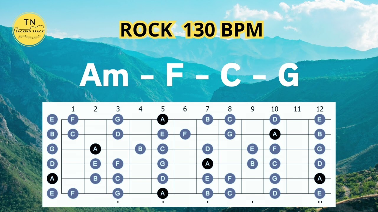 Rock Backing Track in Am | 130 BPM | Chords: Am - F - C - G