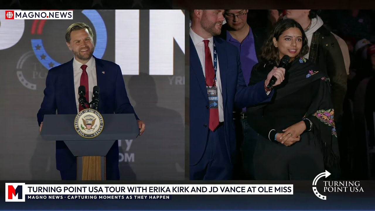 🇺🇸 Джей Ди Вэнс отвечает на вопросы студентов о туре Turning Point USA в галерее Ole Miss в Оксфо...