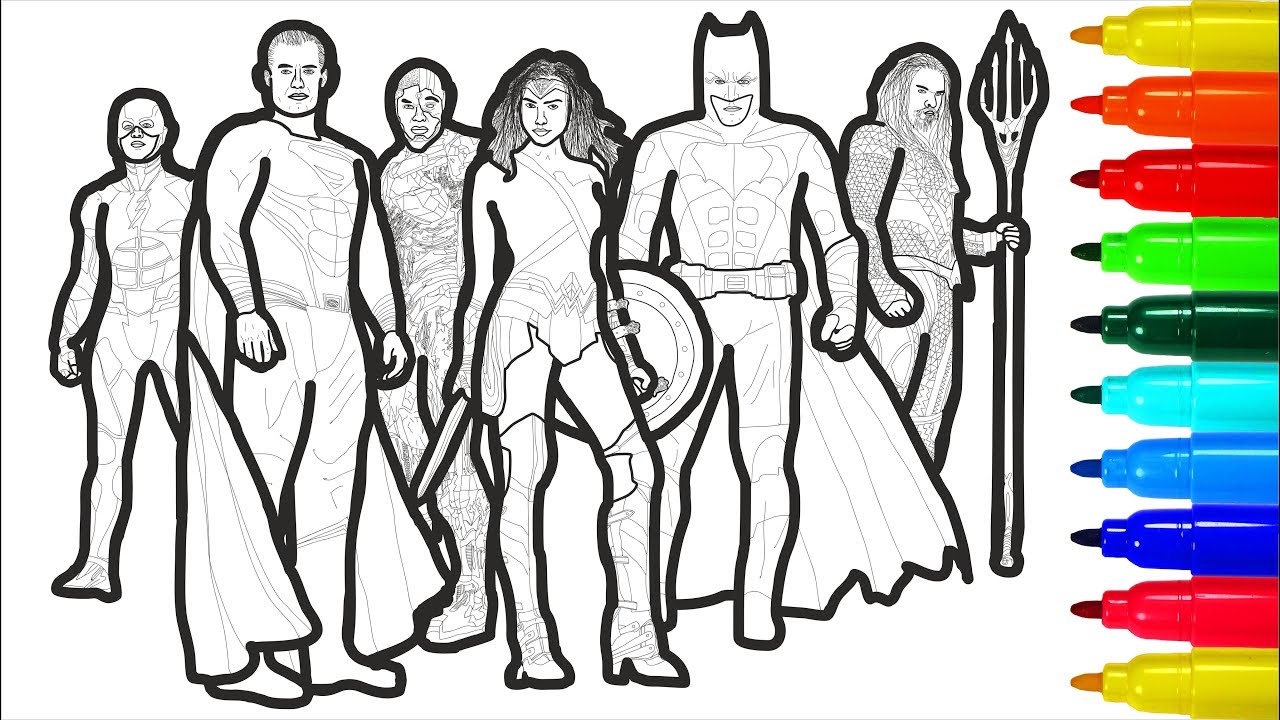 Justice League Coloring Pages With Colored Markers For Children | Justice League Coloring Pages