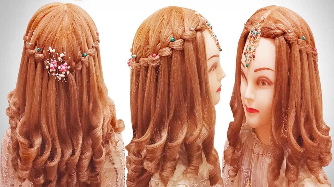 Rabeeca khan hairstyle for wedding l Waterfall braid l curly hairstyles l kashees hairstyles 2021