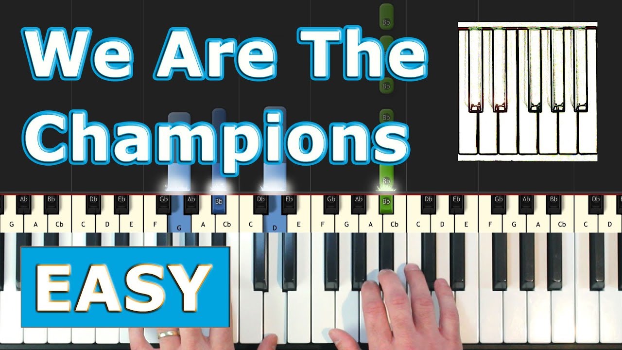 Queen - We Are The Champions - Piano Tutorial EASY - Sheet Music (Synthesia)