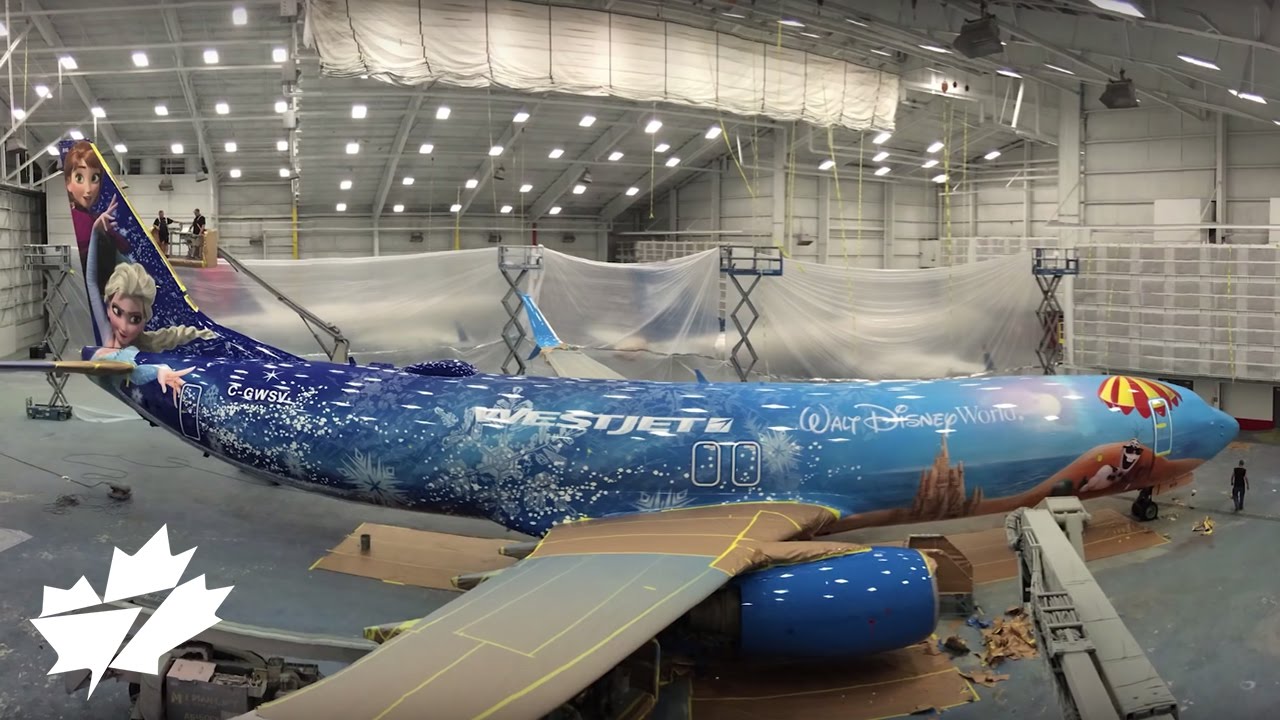 Painting the Disney Frozen-themed plane | WestJet