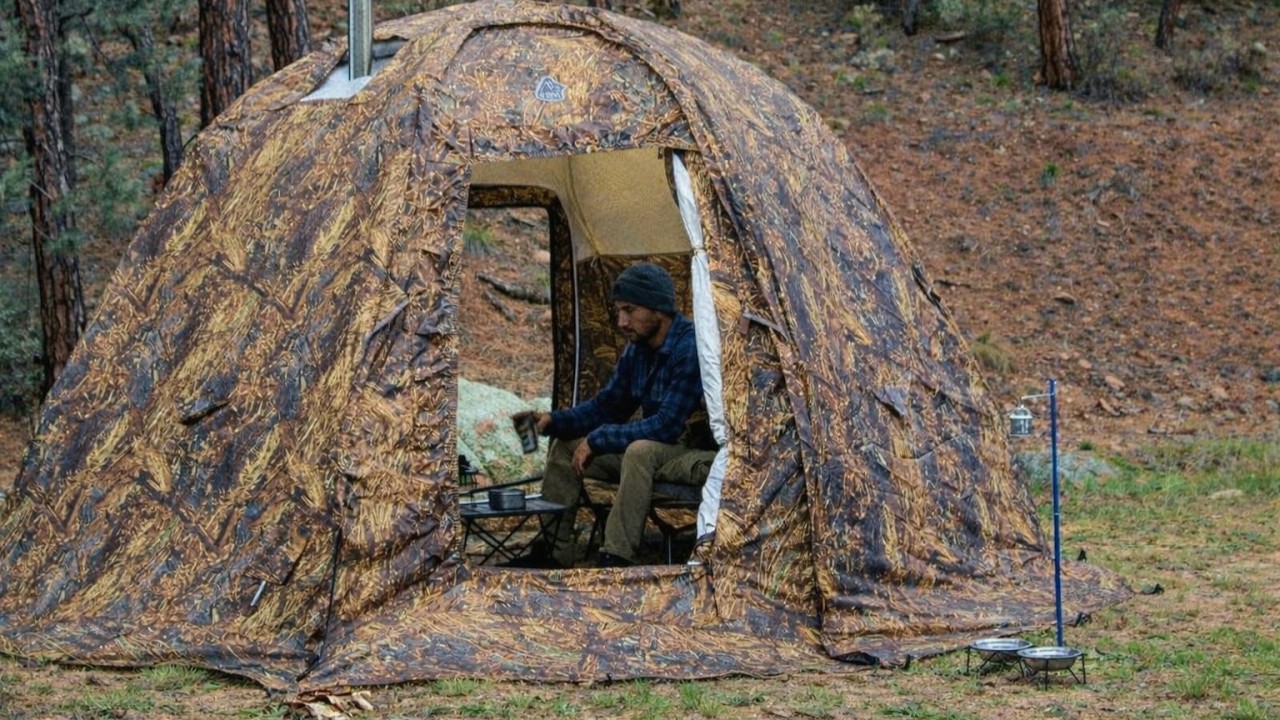 Solo Camping with My Dog . Perfect Hot Tent . Wood Stove ASMR