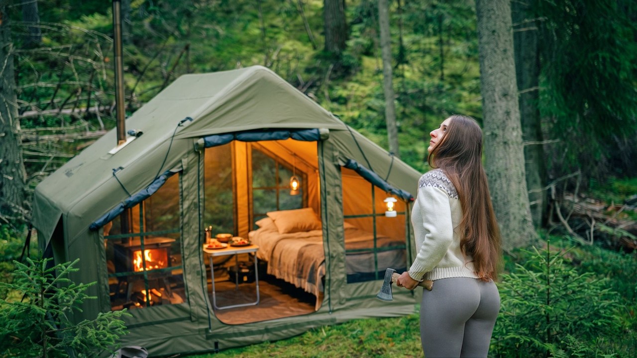🌲37 godzin samotnego biwakowania w dzikim lesie z moim psem | Wędkarstwo muchowe i piec na...