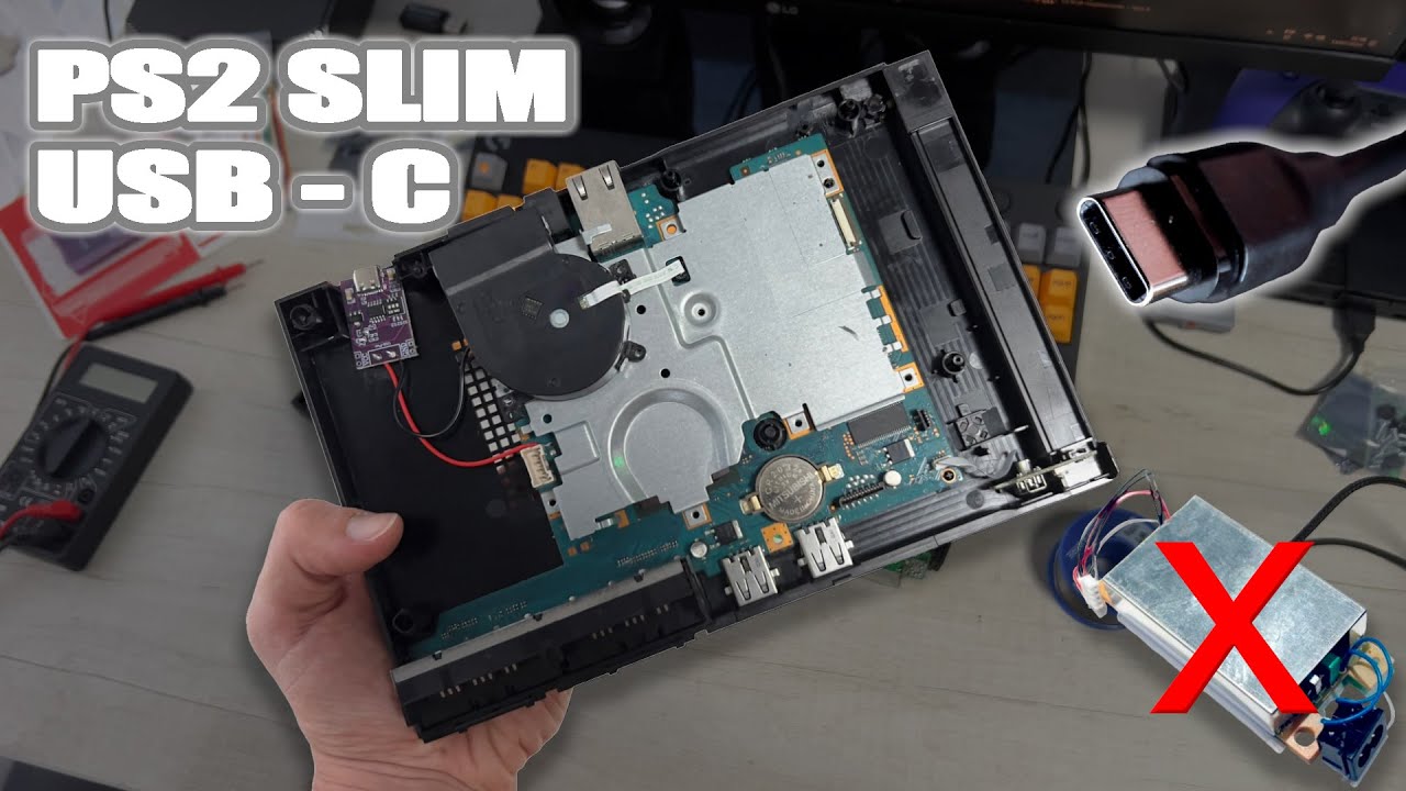 COMO ALIMENTAR PS2 SLIM POR USB C - Tutorial Mod Ps2 Slim (Modelo 90xxx)