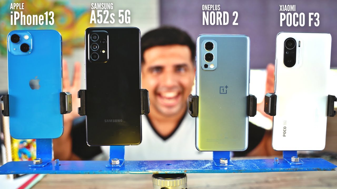 Apple iPhone 13 vs Samsung Galaxy A52s vs OnePlus Nord 2 vs Poco F3 Camera Comparison