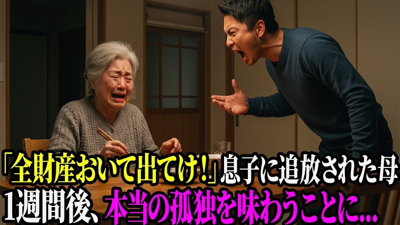 夕食の席で息子は言った。「家財を全部置いて出て行け」と。私は黙って家を出た。だが本当の孤独を知るのは、お前たちの方だったのだ。