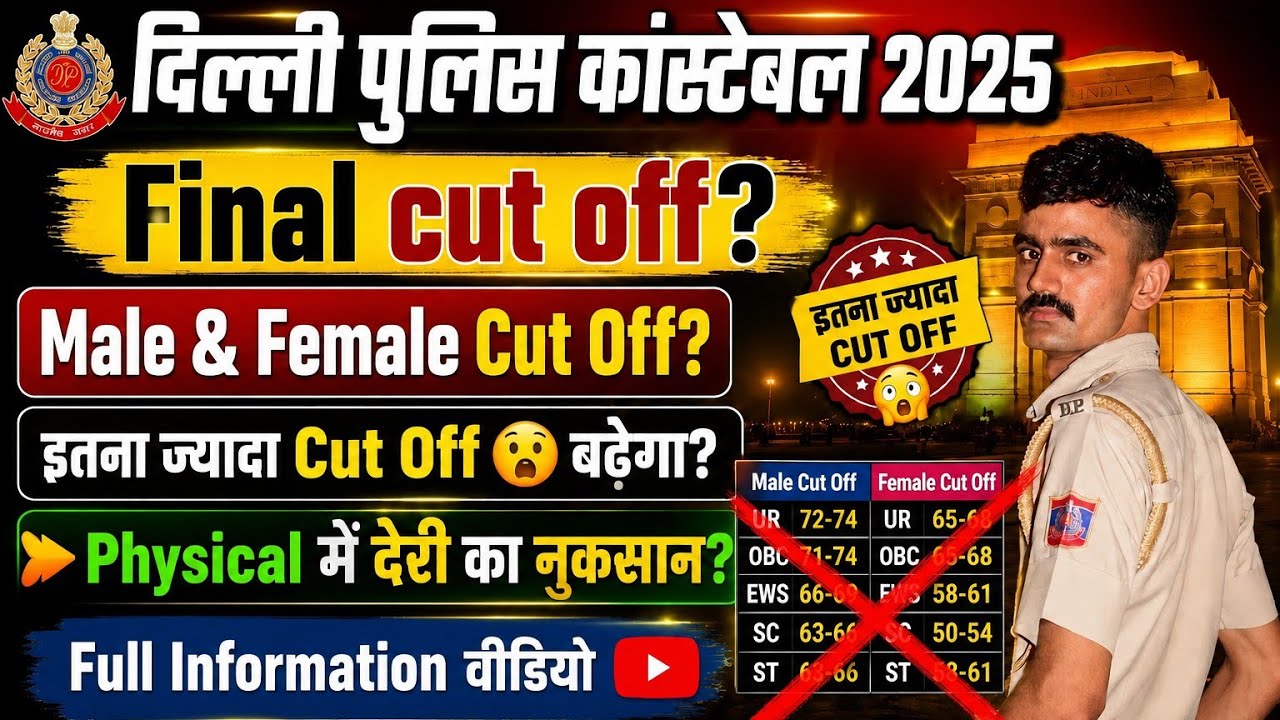 Delhi Police Constable Final Cut Off? इतनी ज्यादा 😮Cut Off बढ़ेगी? Delhi Police Constable Update। 