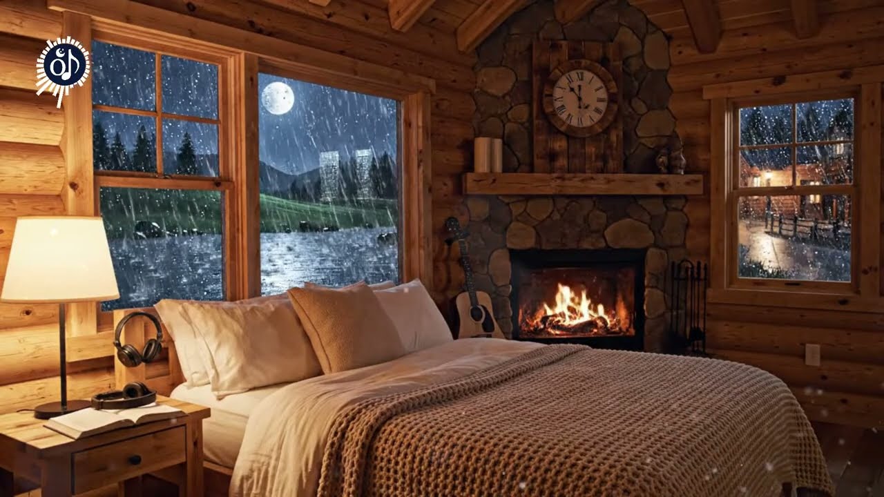 Sleep Music 🌙✨ Nothing New Tonight – Cozy Cabin Fireplace