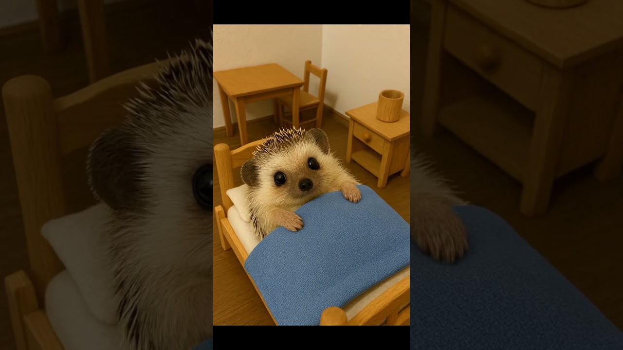 Hedgehog 🦔  Bed Time Routine 🌙 #cutepet #aigenerated  #cutehedgehog #cuteshorts